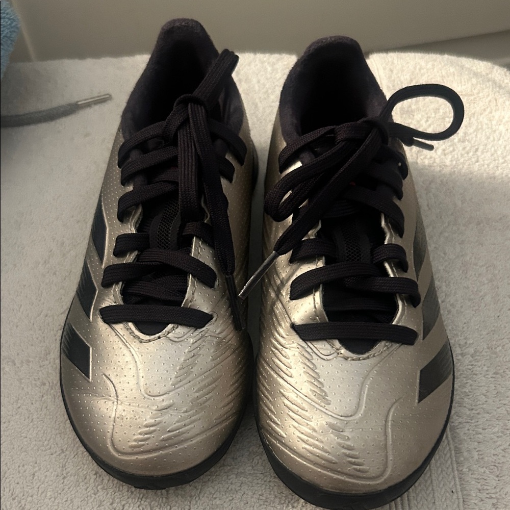 Adidas Metallic Silver and Black SoccerShoes